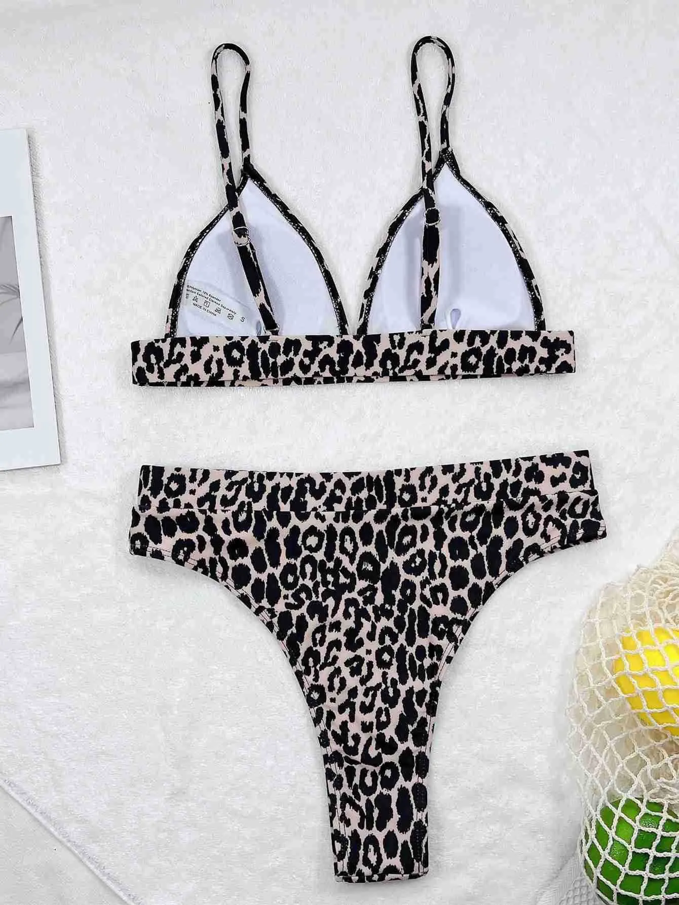 image-Leopard Print High-Waisted Bikini - Backless Two-Piece