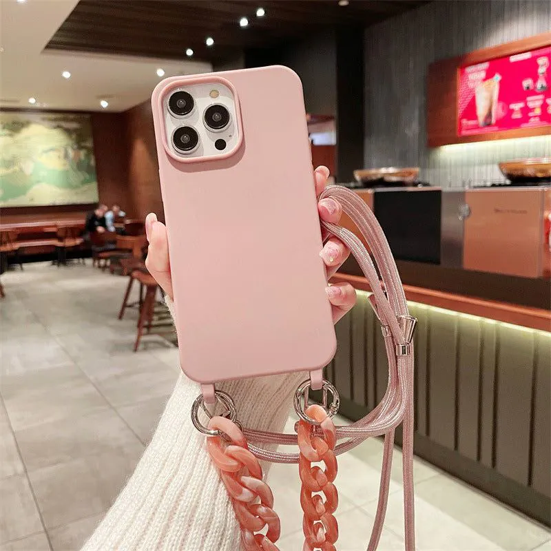 image-iPhone 14 Max Case - Grey TPU Messenger Chain