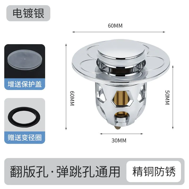 image-Sink Drain Plug - Push-Type Pop-Up Stopper Deodorant