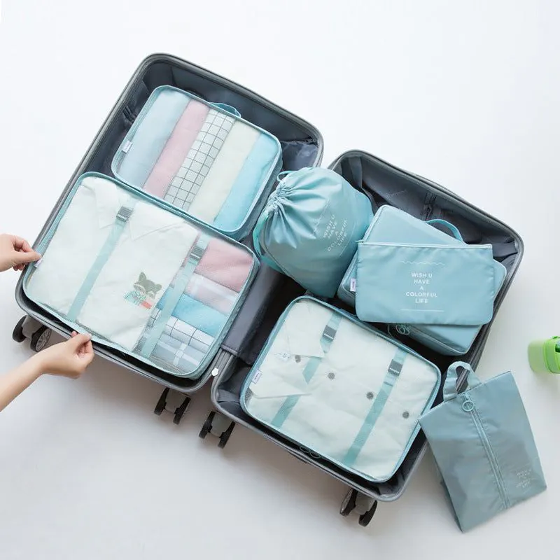 image-Travel Storage Bag Set 7pc Organizer Dark Blue