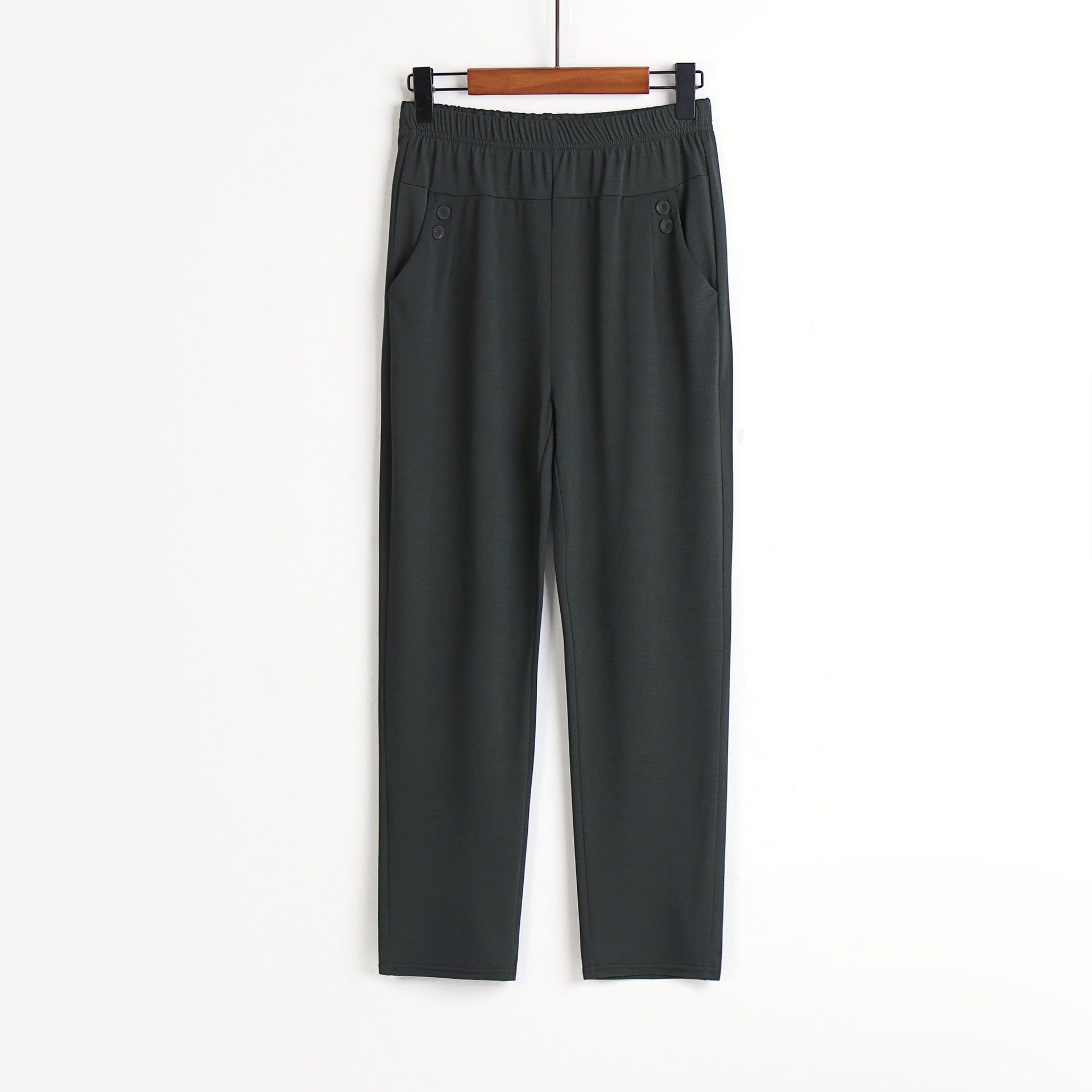 image-Star Rain Women's Slim Cropped Pants - Army Green Tencel Blend