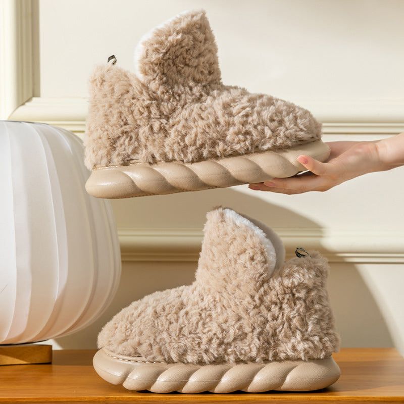 image-Peach·Yin Cotton Slippers - Bean Paste 44-45 