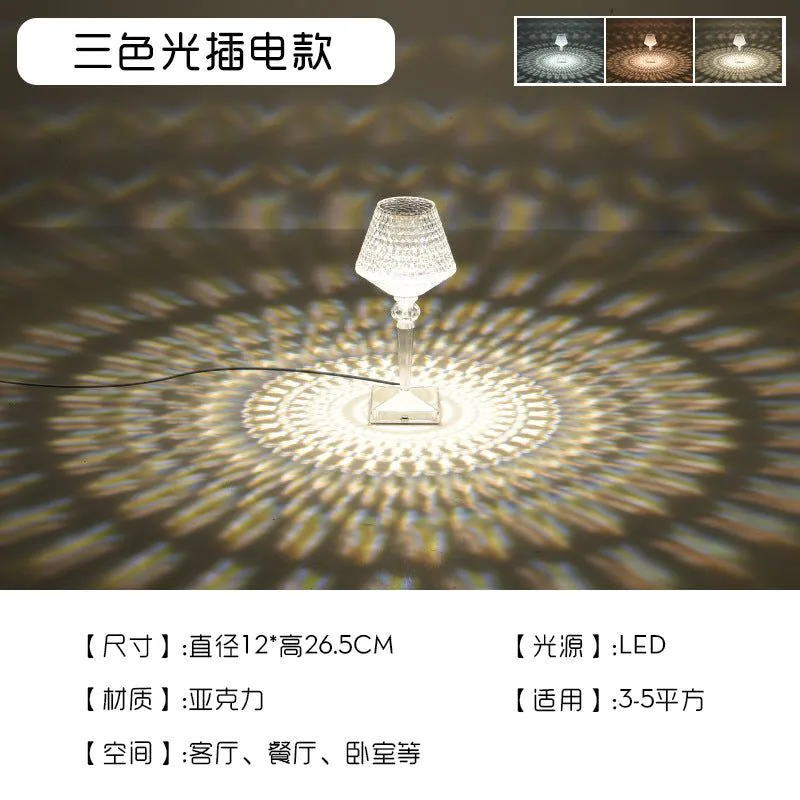 image-Creative Crystal Diamond Bedside Night Lamp - Modern Simple Design 36V LED