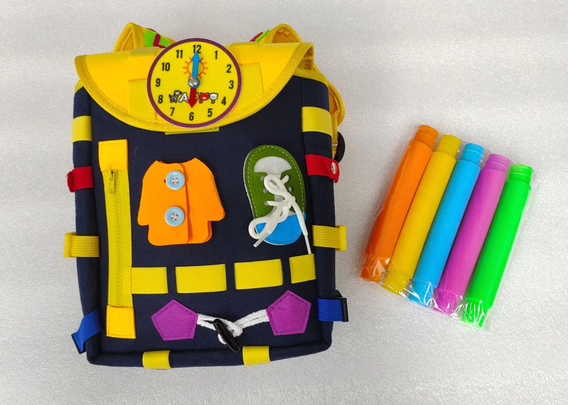 image-Felt Children's Toy Activity Board School Bag