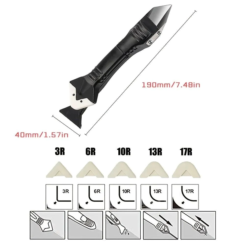image-Multi-Functional Silicone Glue Spatula Tile Seam Remover Knife 