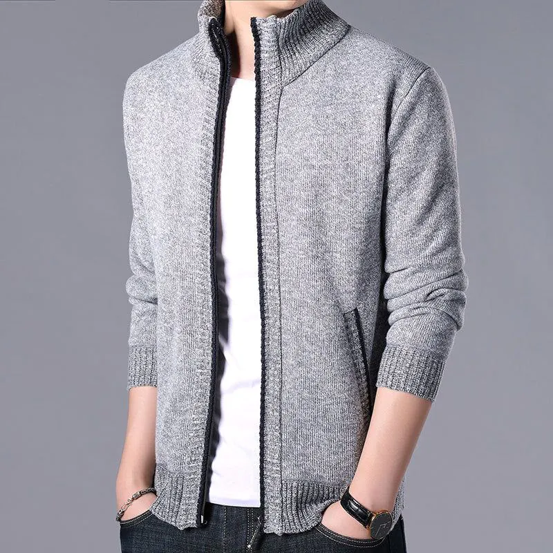 image-Men's Cardigan Sweater Jacket - Polyester Thick Long Sleeve