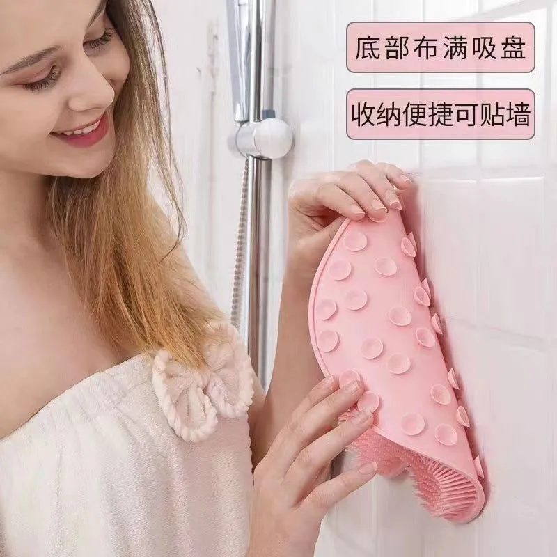 image-Silicone Foot Massage Mat - Bath Brush Back Scrub