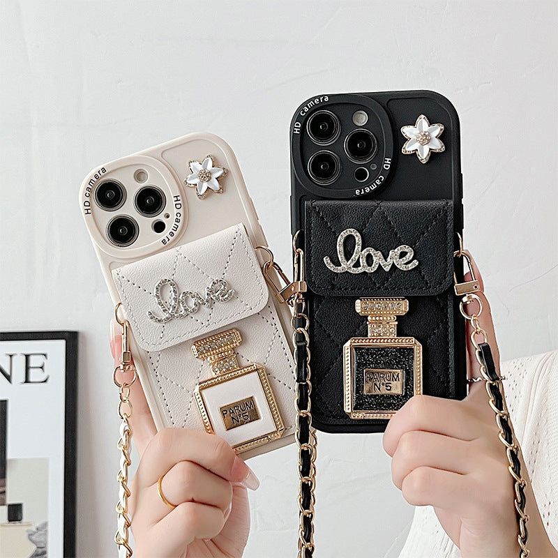 image-iPhone 15 Pro Max Wallet Case - Crossbody Perfume Bottle Black
