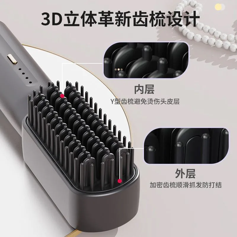 image-Cordless Hair Straightening Comb - Ionic Black