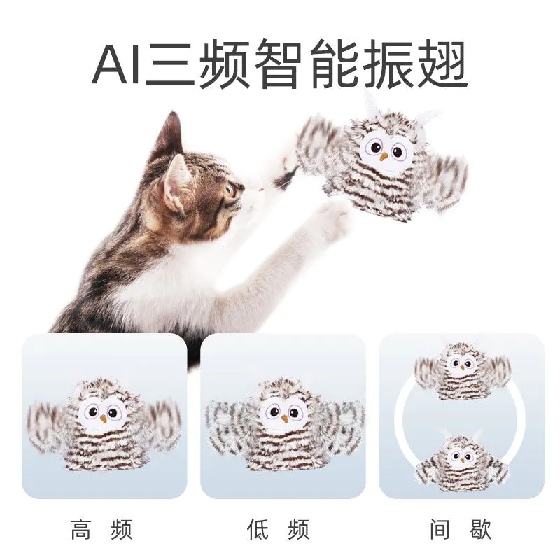 image-Fofos Intelligent Owl Cat Toy - Plush Bird Simulation Automatic Amusing
