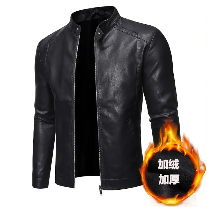 image-Men's Black PU Leather Motorcycle Jacket