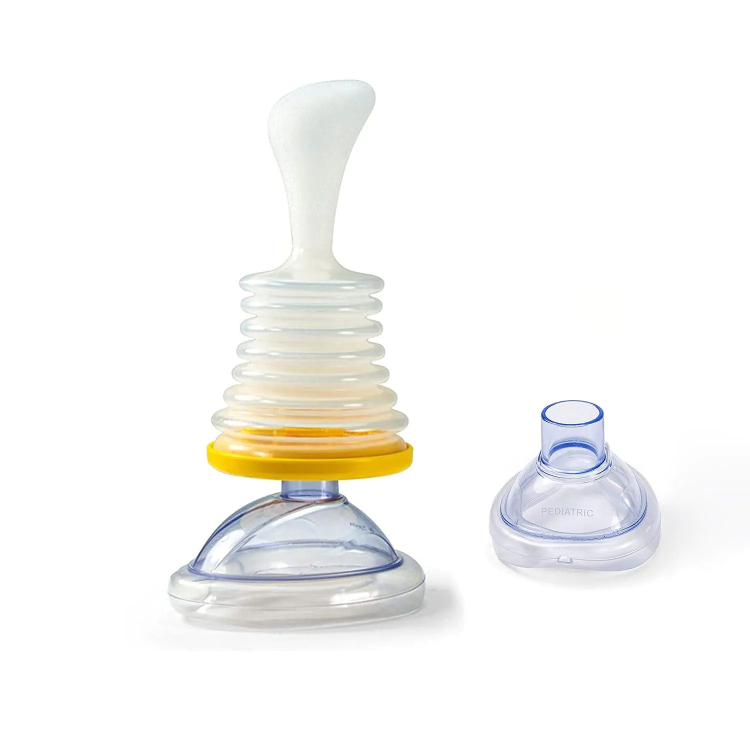 image-Emergency Rescue Mask - Yellow Plastic Trainer for Breathing Training