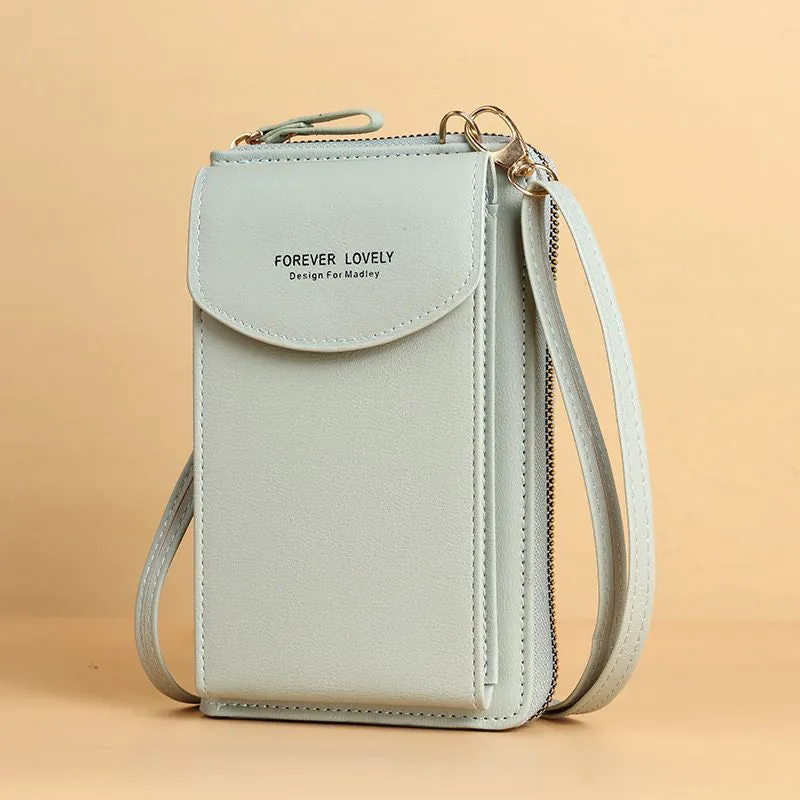 image-Sweet Vertical Messenger Bag - Light Blue PU Leather