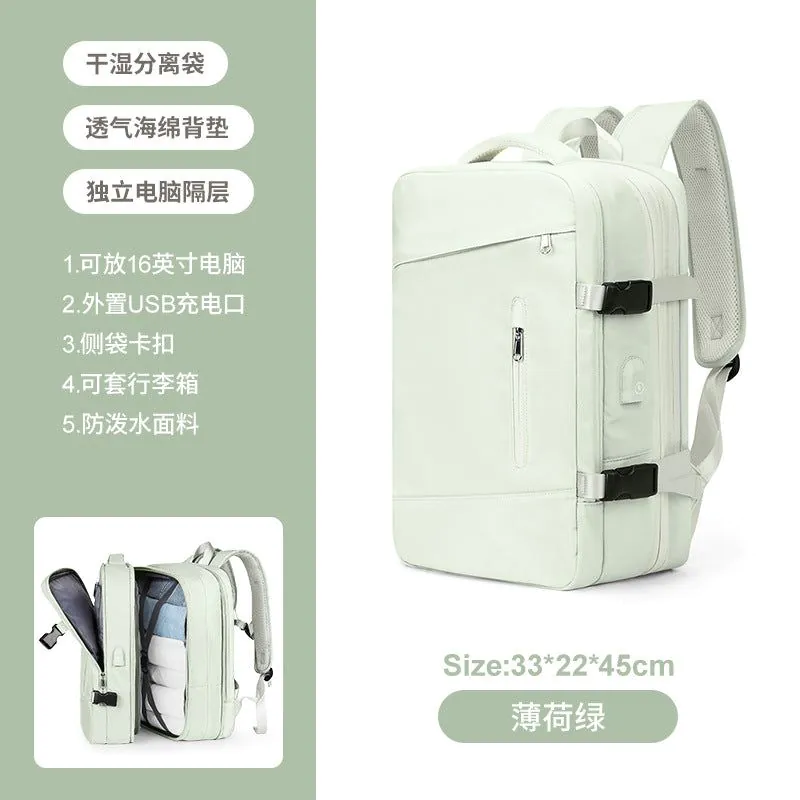 image-Travel Backpack 36-55L Nylon Computer Bag Off White 