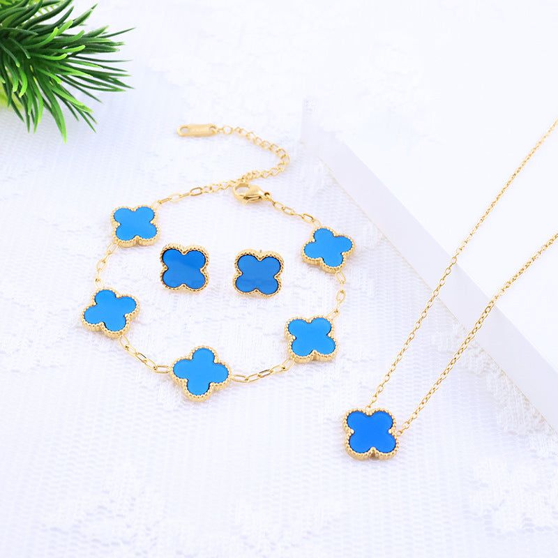 image-Four-Leaf Clover 18k Gold Plated Jewelry Set