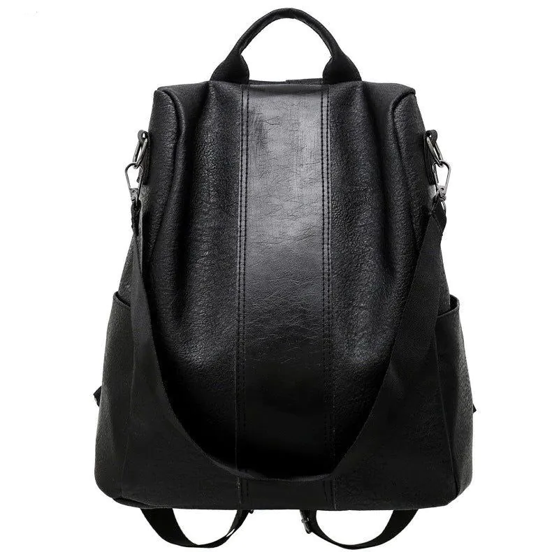 image-Women's Backpack - Black Large Capacity Anti-Theft