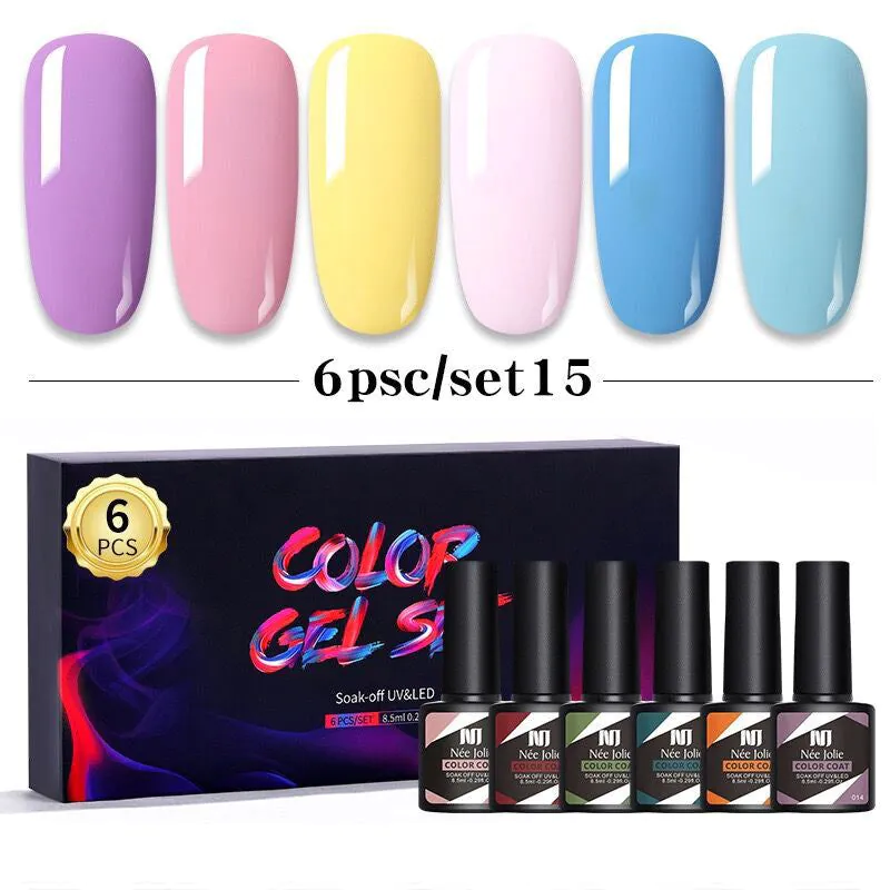 image-Nee Jolie UV Gel Nail Polish Set - 6 Colors 8.5ml