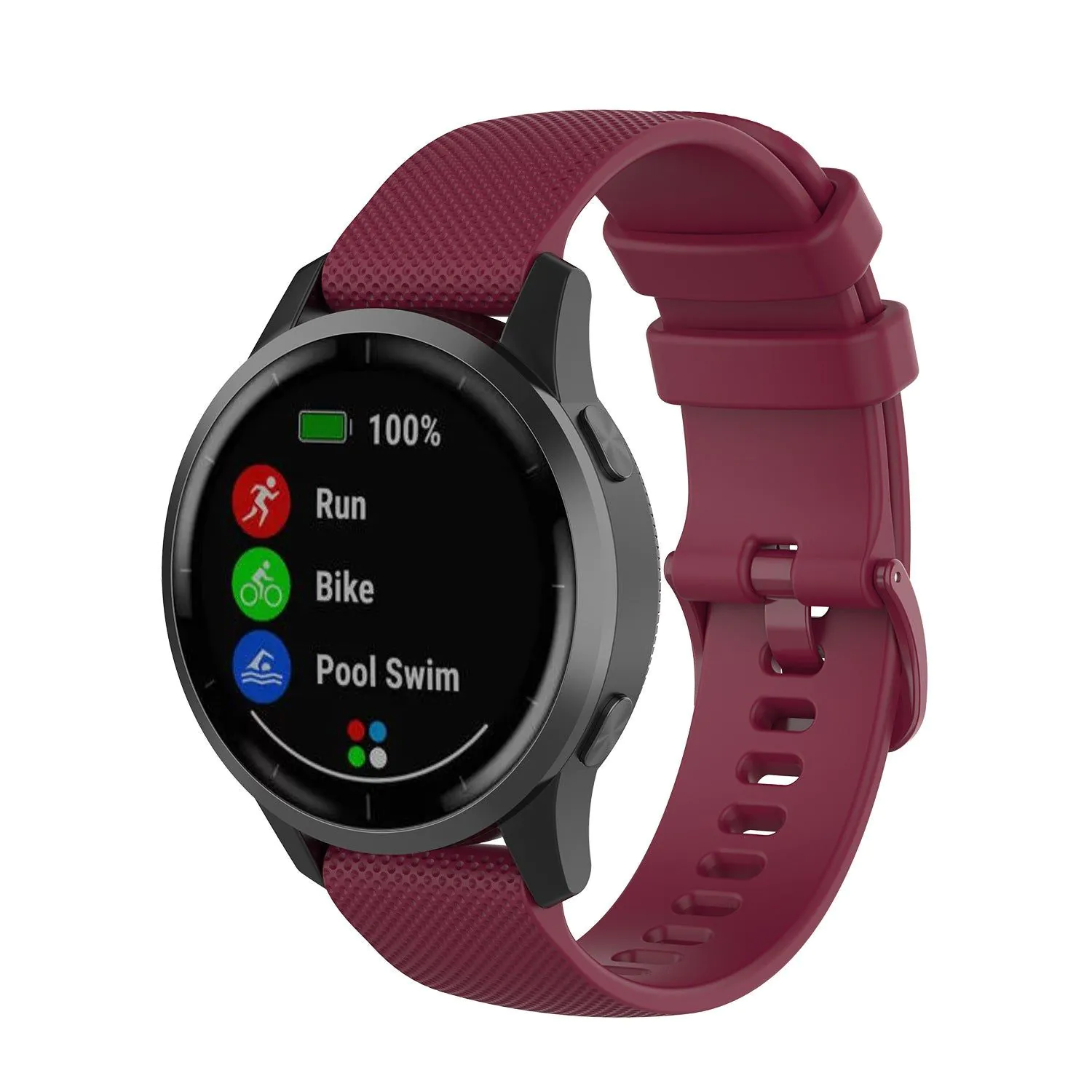 image-Garmin vivoactive4/3 Silicone Strap - Black Checkered 18mm