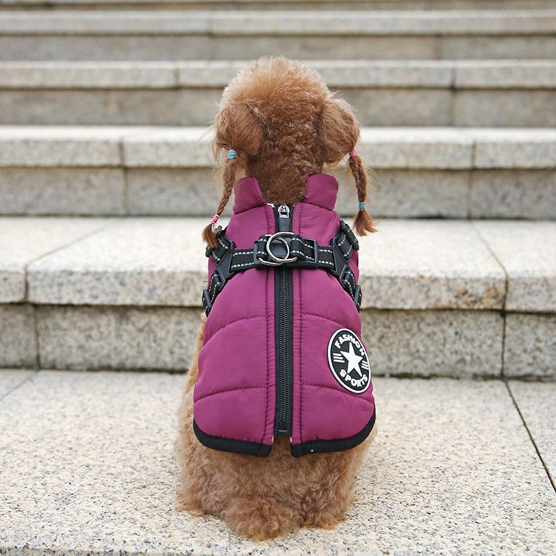 image-Dog Harness Vest with Leash - Black Polyester S