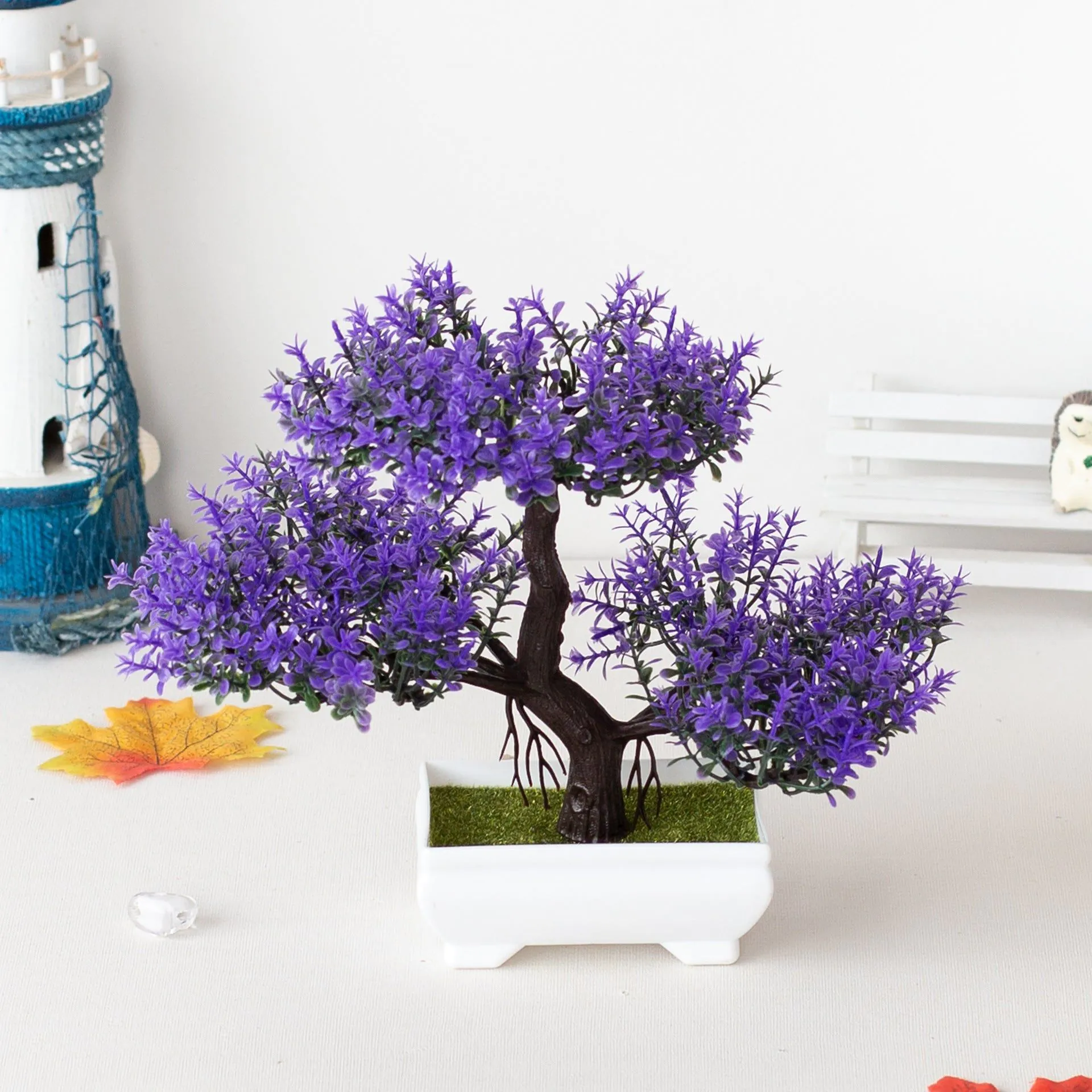 image-Small Green Pine Simulation Plant Ornament Bonsai - Plastic Decor