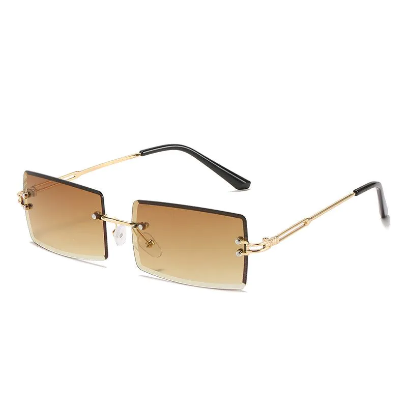 image-RUISIMO Square Sunglasses - Gold Metal Frame Brown Gradient