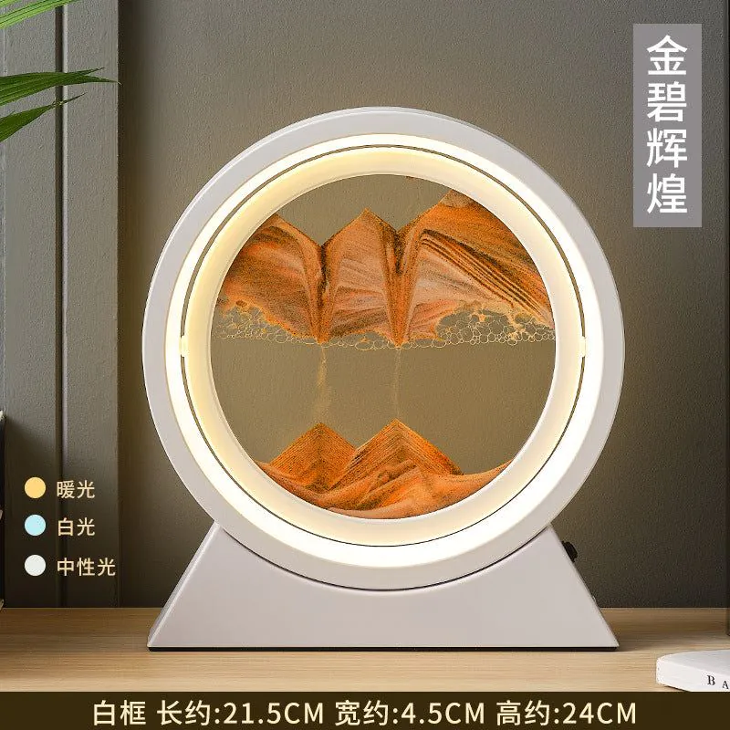 image-Creative Quicksand Table Lamp - 10" Silver Night Light