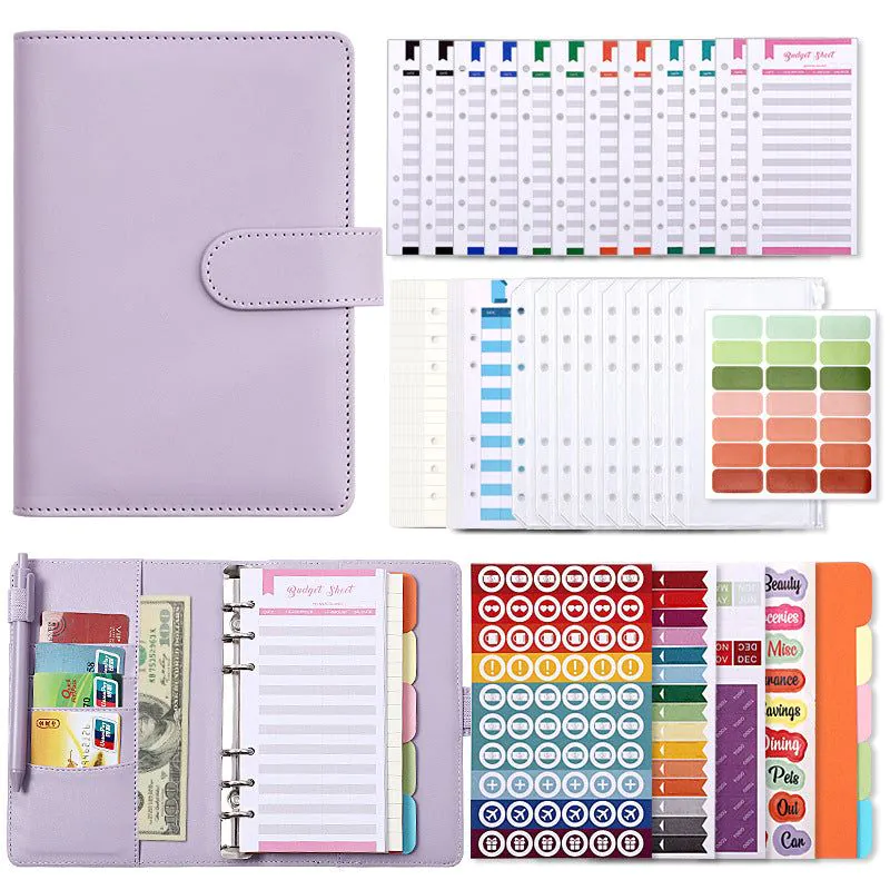 image-Macaron A6 Leather Notebook Budget Planner