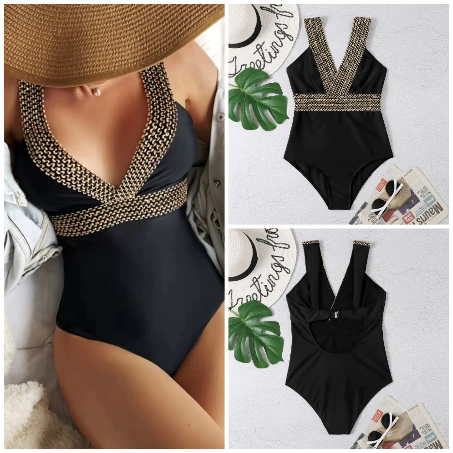 image-Sexy Solid Color Bikini Swimsuit - Orange XL