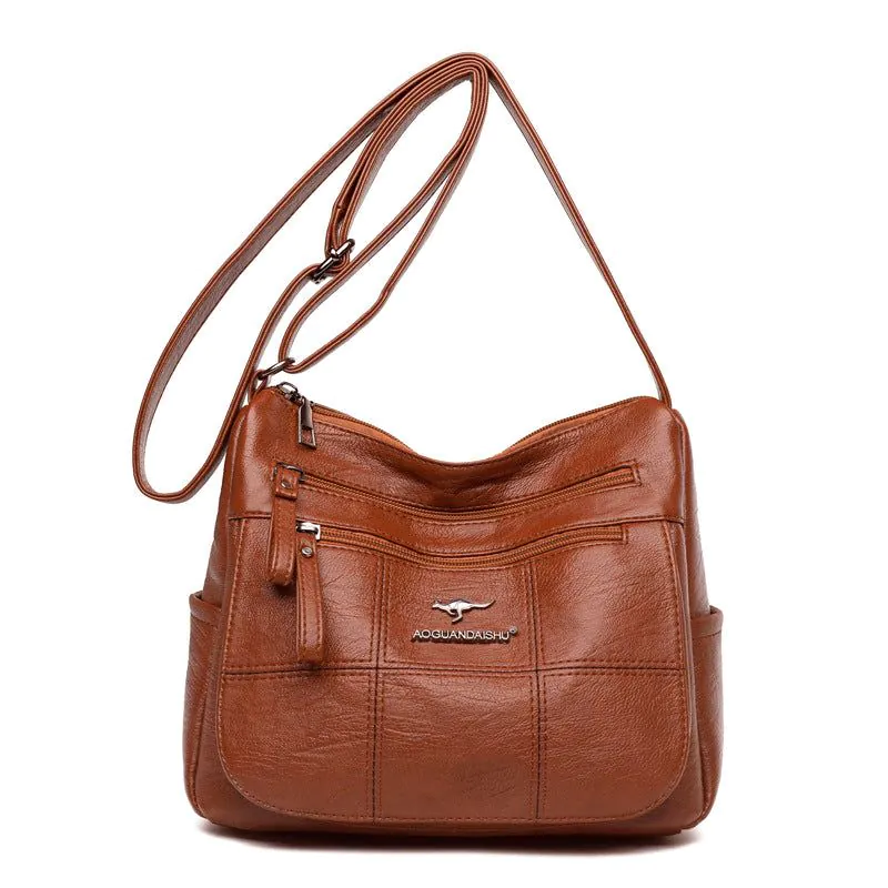 image-PU Shoulder Bag - Purple Small Square Soft Mother Bag 