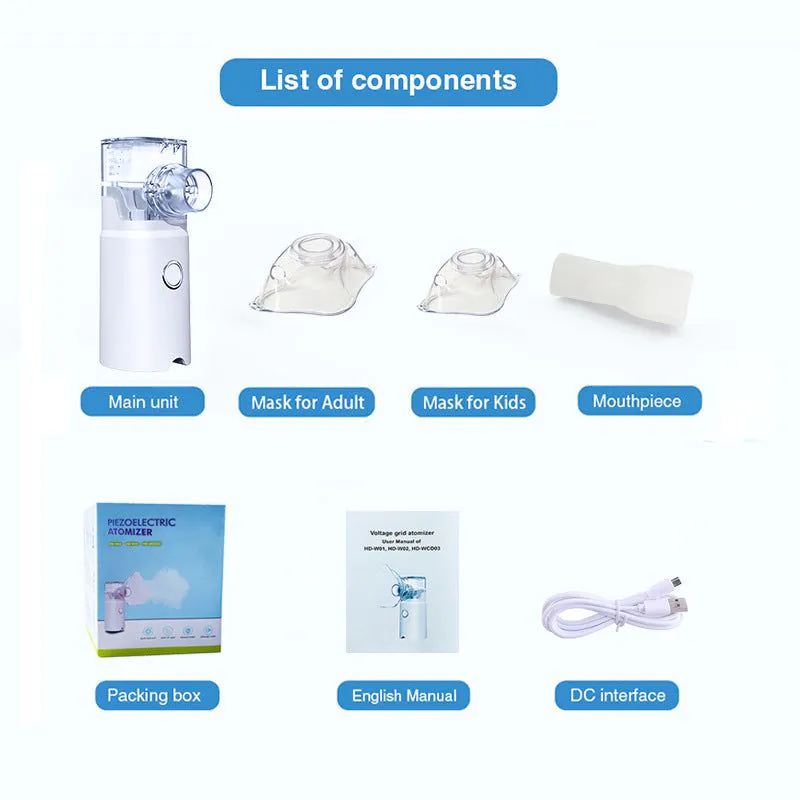 image-Portable Handheld Nebulizer - White USB Rechargeable