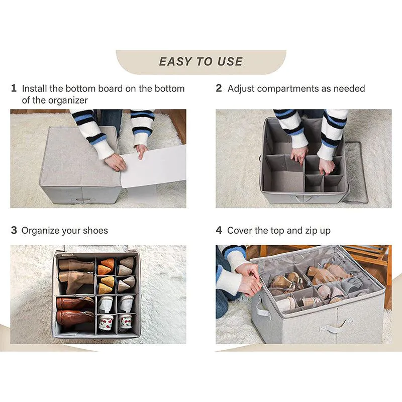 image-Weiyi Foldable Shoe Storage Box - Ivory 43x43x32cm