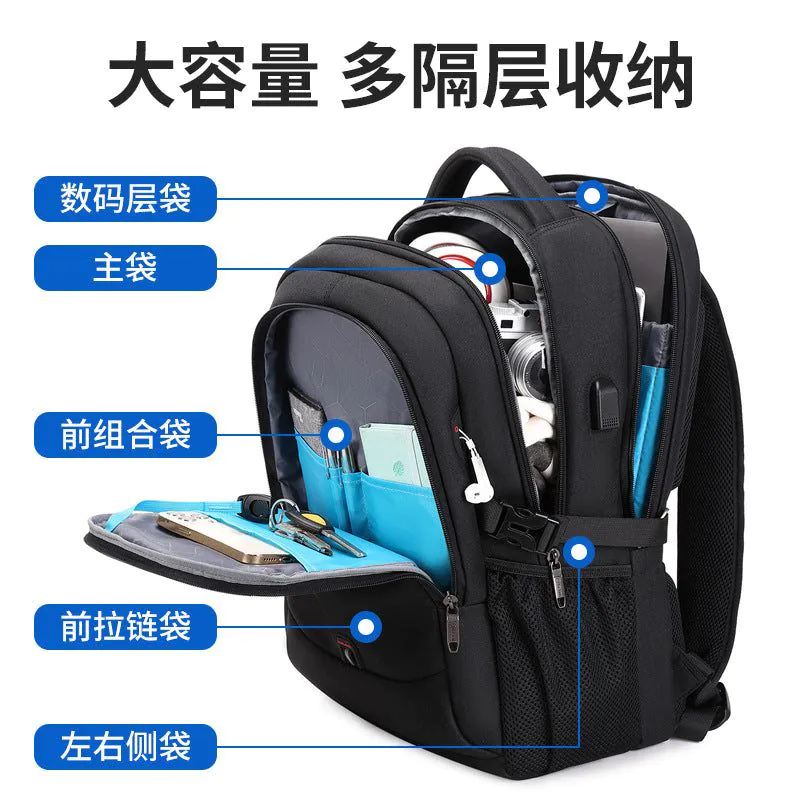 image-Men's Large Capacity 15" Laptop Backpack - Star Blue Oxford Cloth