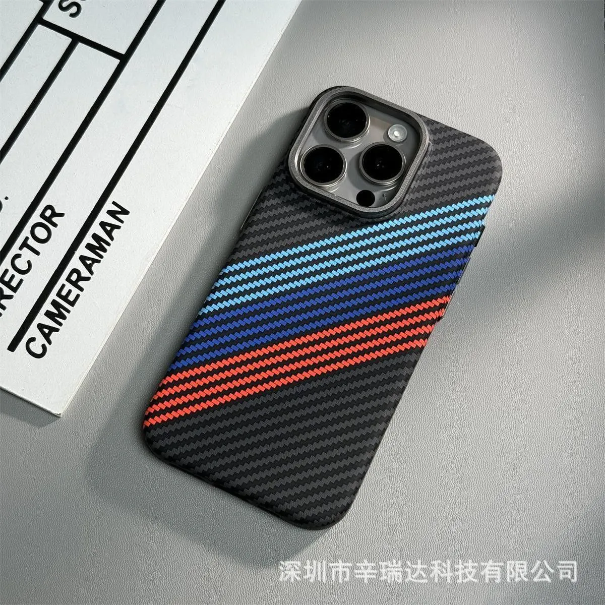 image-Suitable iPhone 15 Pro Max Kevlar Case - Carbon Fiber Pattern
