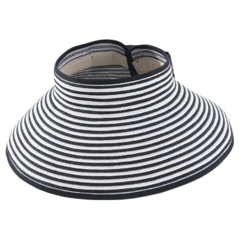 image-Spring Summer Striped Sun Visor Hat - Sky Blue