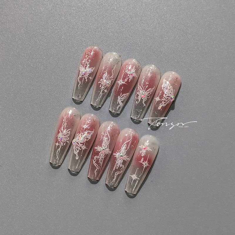 image-Iron element butterfly 5D nail stickers - diamond