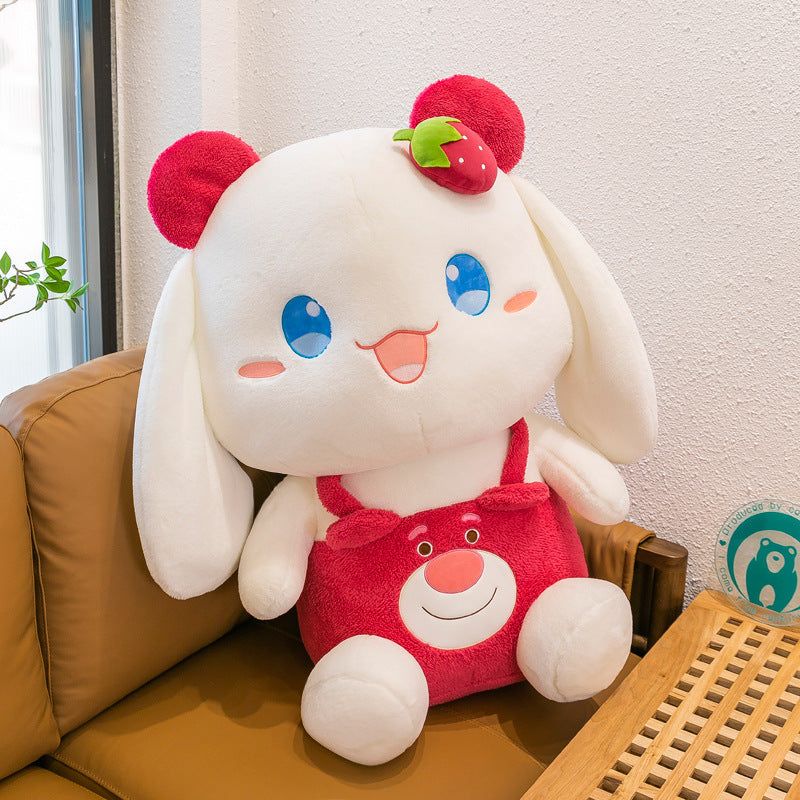 image-Cute Raspberry Rabbit Plush Toy - Big Ears Children's Gift