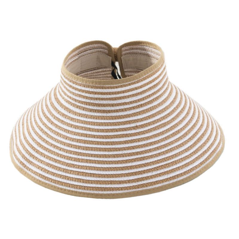image-Spring Summer Striped Sun Visor Hat - Sky Blue