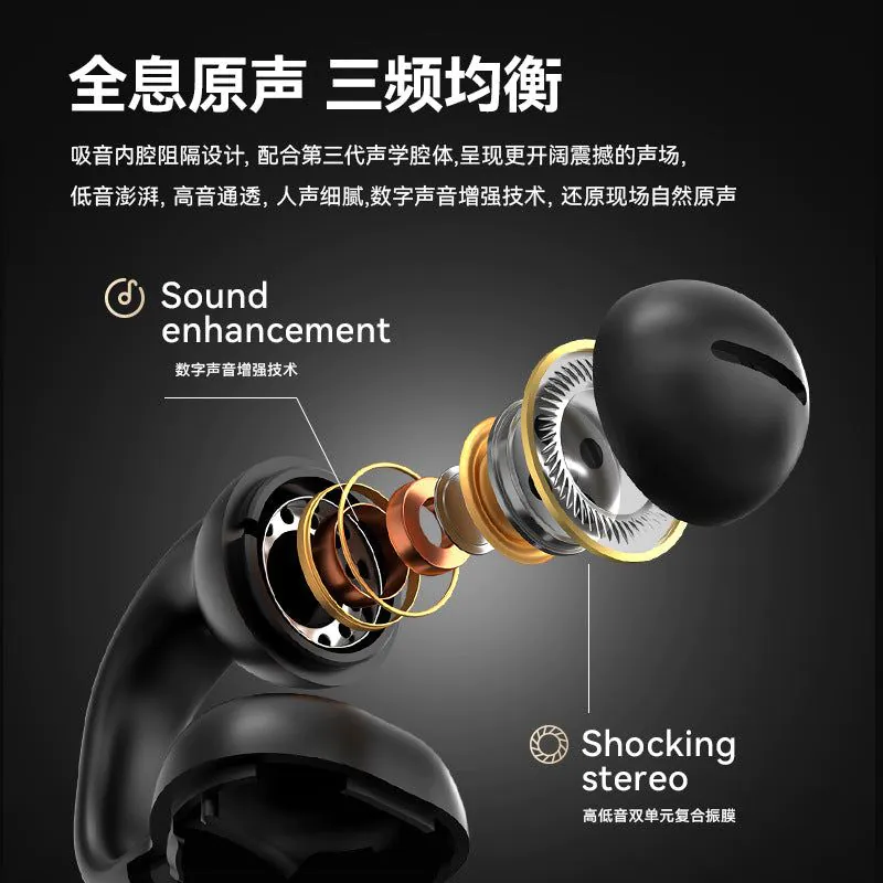 image-Dannoble Bluetooth 5.0 Ear Hook Headset - Black IPX5