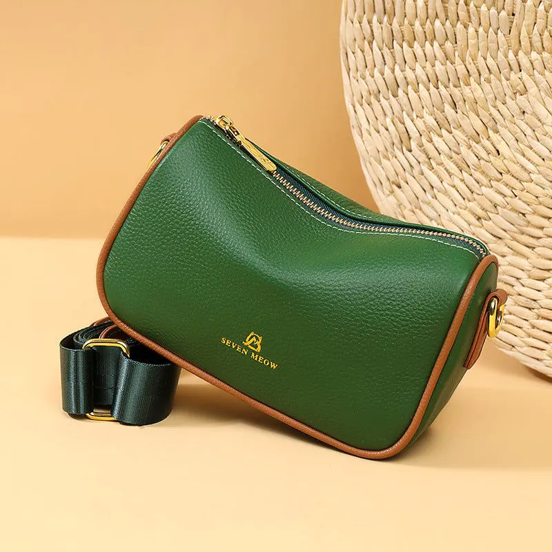 image-Genuine Leather Shoulder Bag - Black Square
