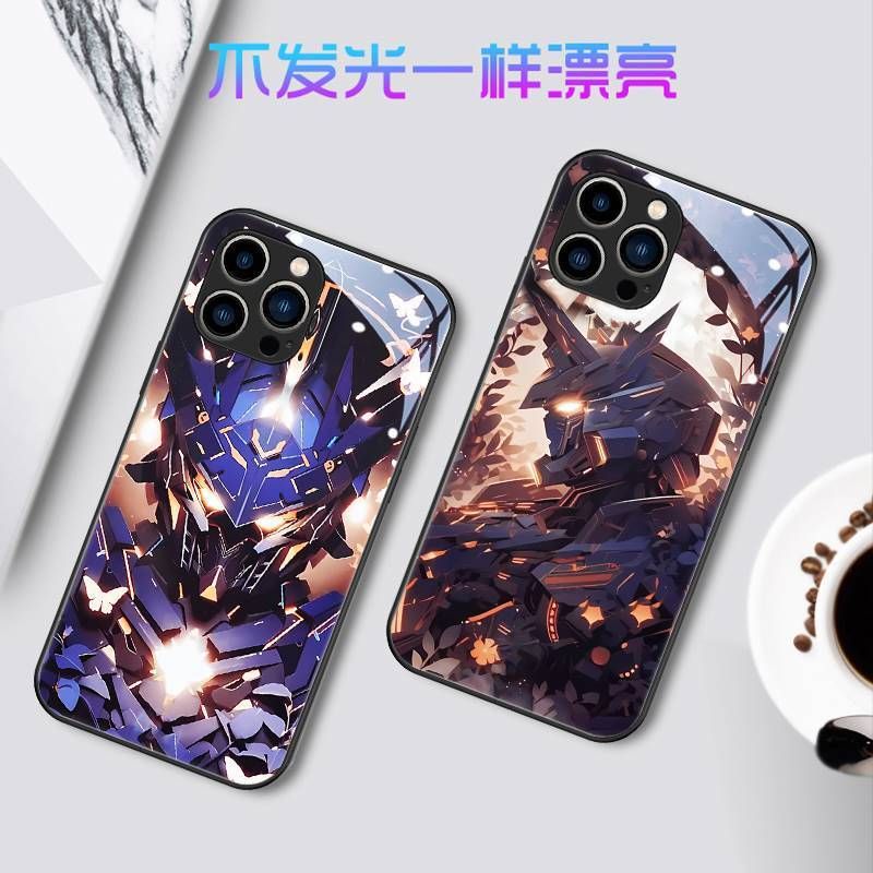 image-Butterfly Mecha LED Light-Up iPhone 15 Glass Case - Black