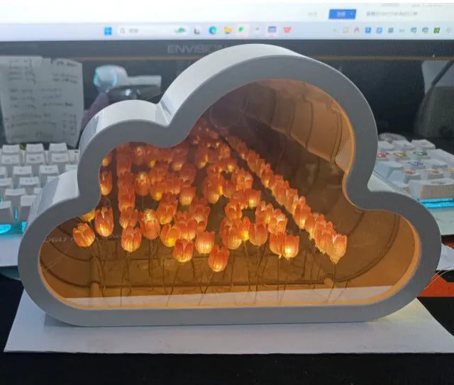 image-Handmade Cloud Tulip Mirror Night Light 