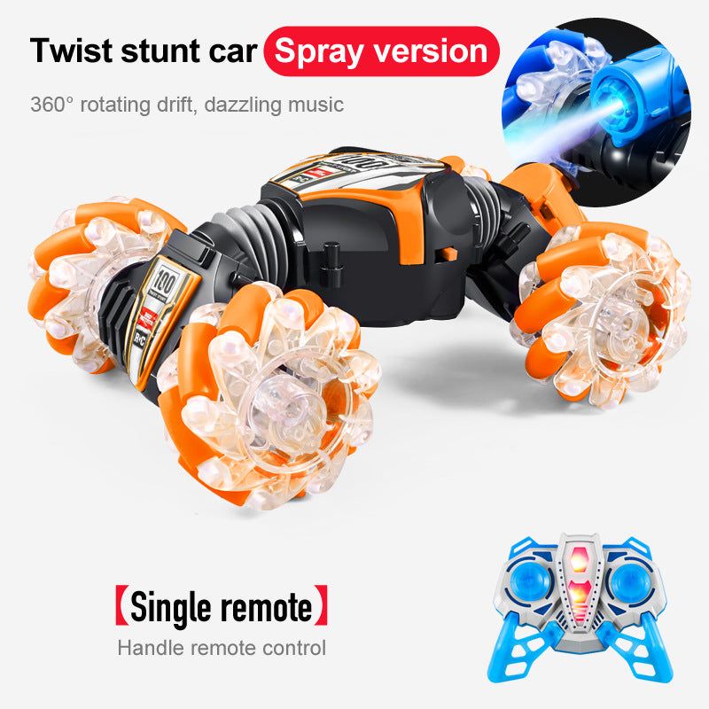 image-Remote Control Stunt Car - White Orange Lights Music