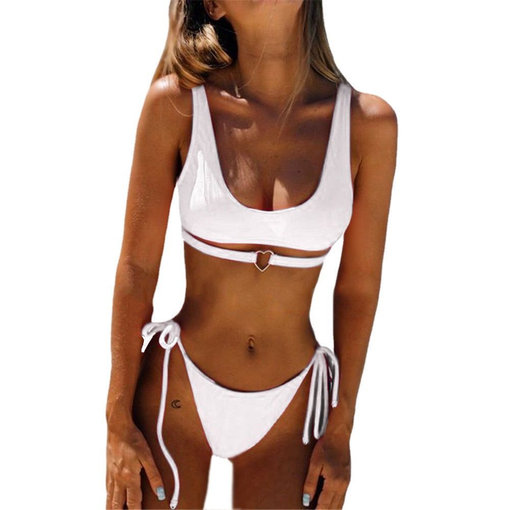 image-Sexy Two-Piece Bikini Swimsuit - Solid Color