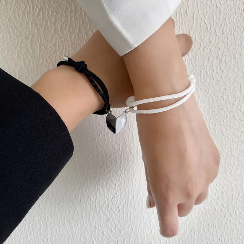 image-Magnetic Love Bee Couples Bracelet 2-Pack Adjustable 