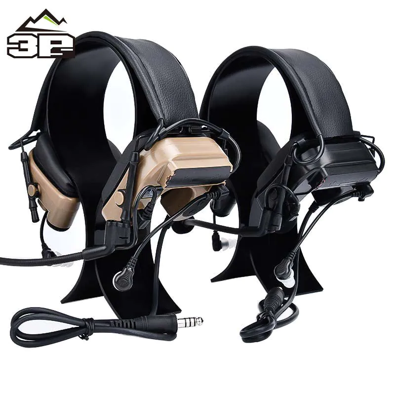 image-3PS Tactical Headphones C4 U-Type Wired Sand