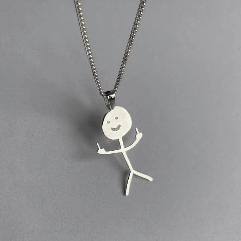 image-Doodle Character Stainless Steel Necklace