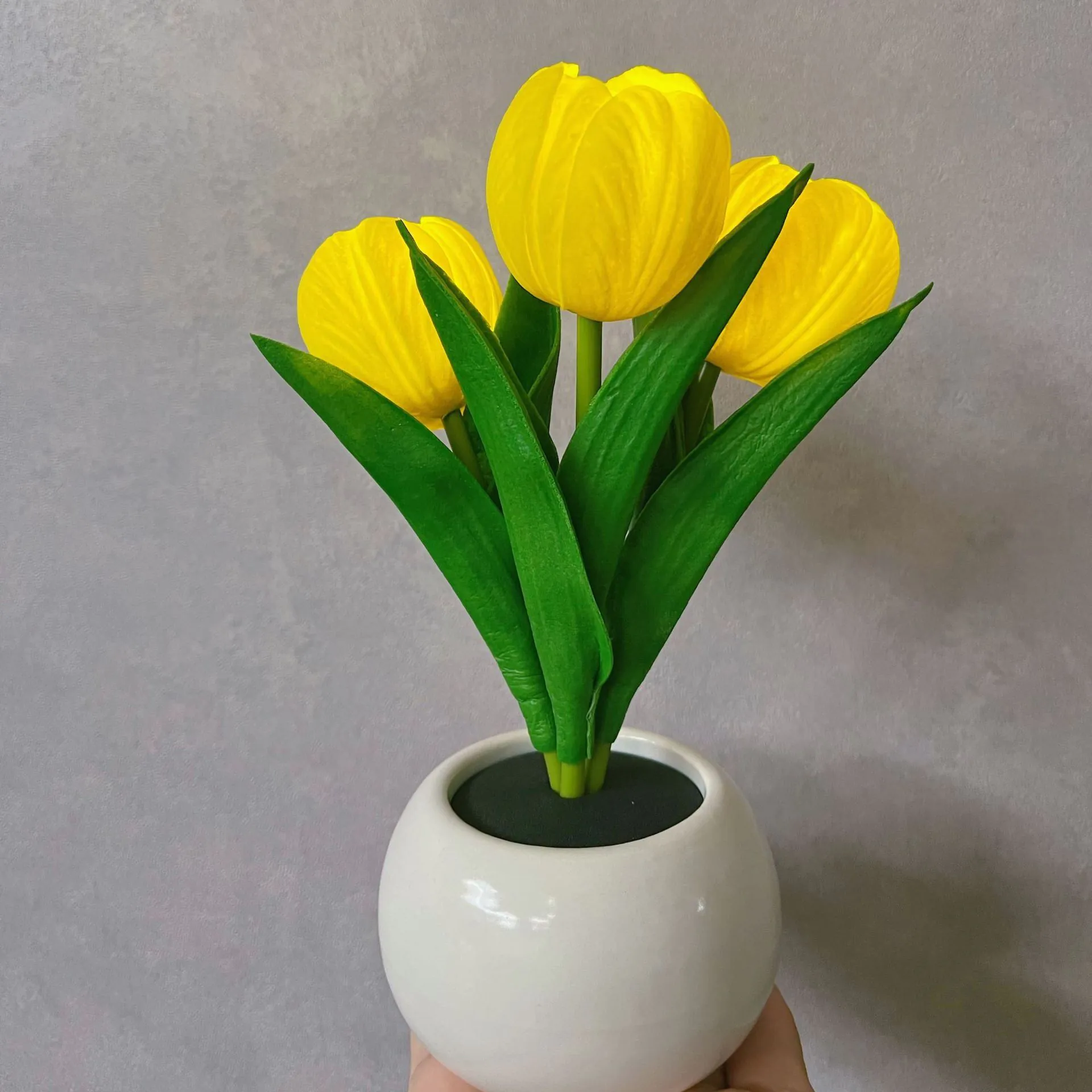 image-LED Tulip Night Light - Ceramic Flower Lamp Blue