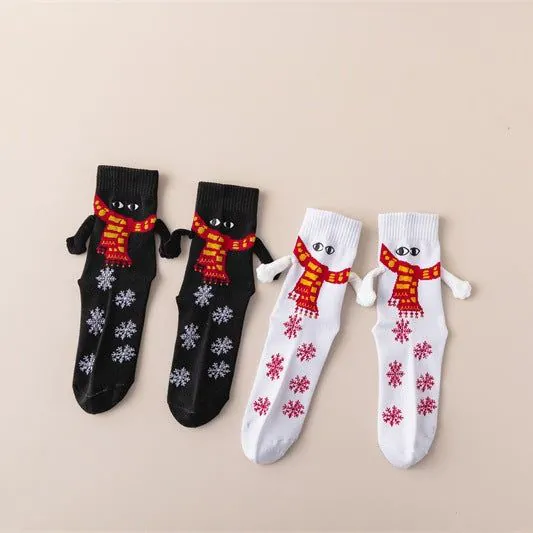 image-Magnetic Christmas Mid-Calf Socks - White