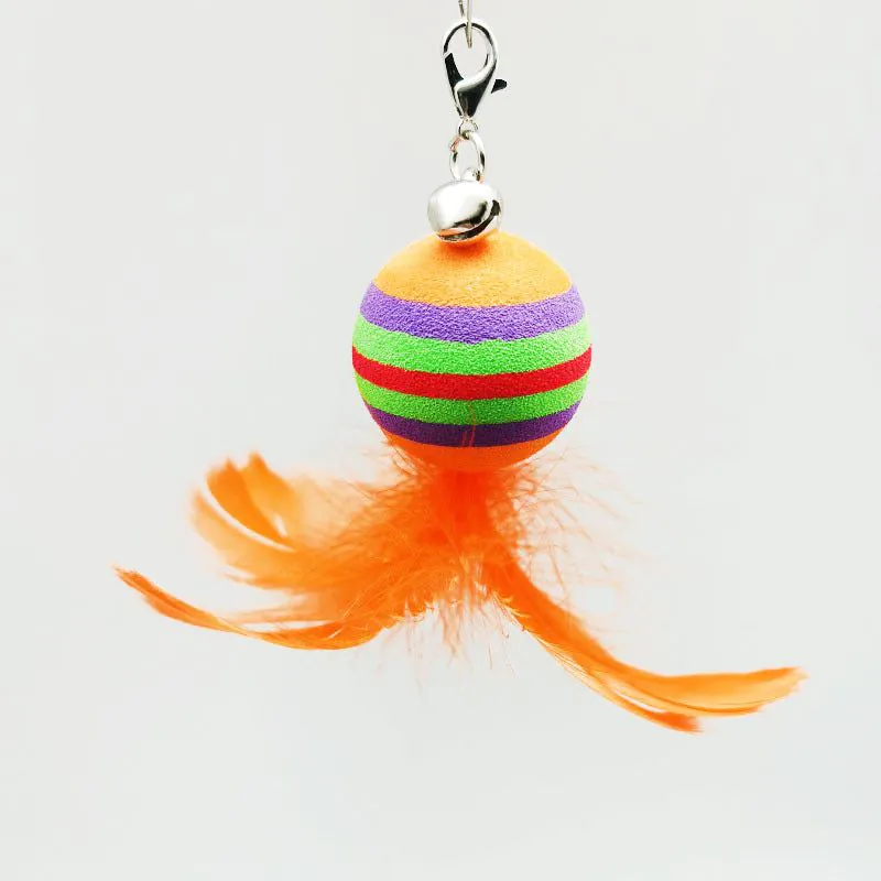 image-Cat Teaser Toy - Colorful Feather Bird Steel Wire Rod