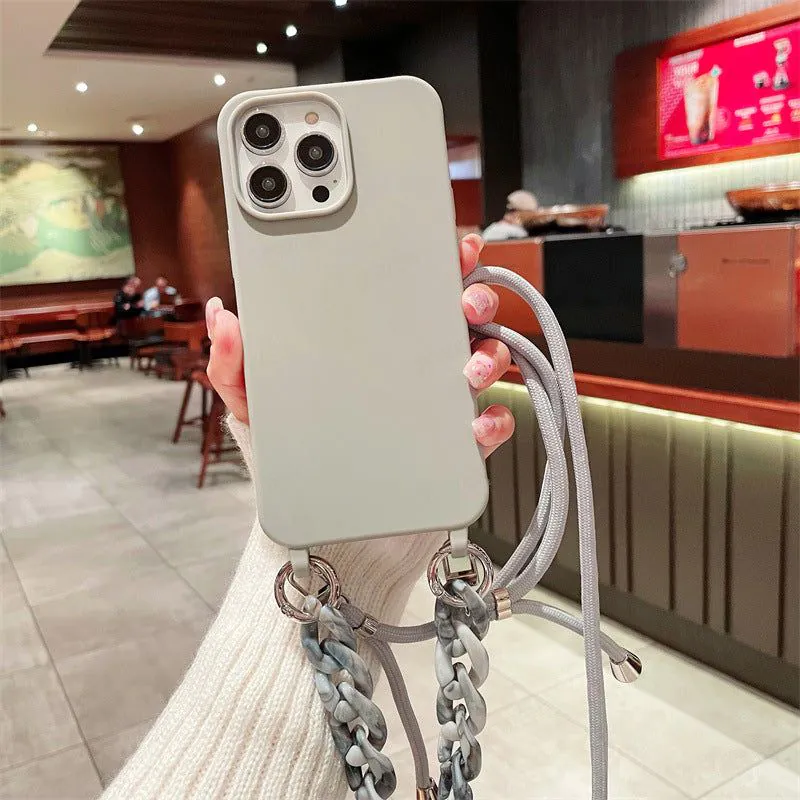 image-iPhone 14 Max Case - Grey TPU Messenger Chain